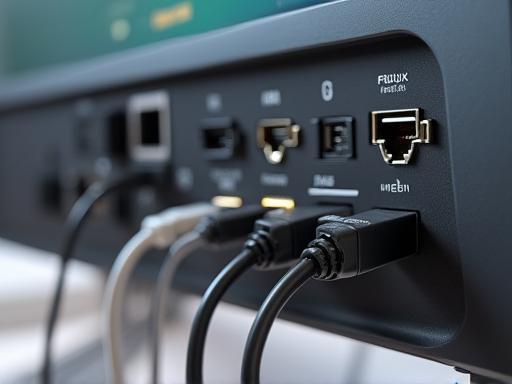 Close-up of the back of a TV showing various input ports
