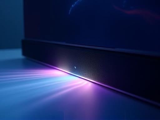 Sound waves emanating from a sleek TV speaker