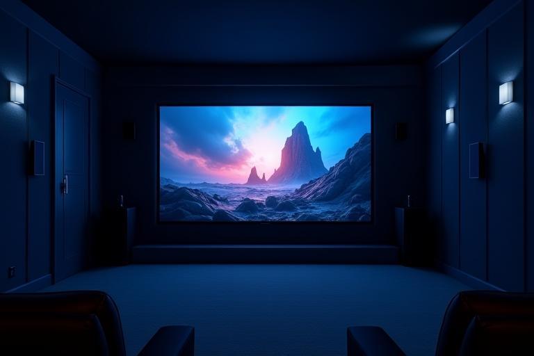 Large LuminaStream Cinematic Pro TV integrated into a home theater setup